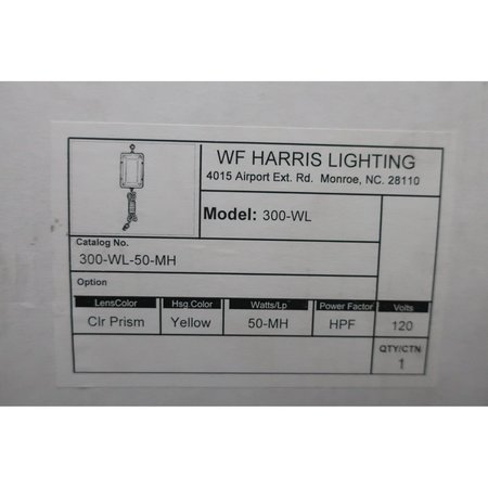 W F Harris Lighting 50W Metal Halide 120V-AC Light Fixture 300-WL-50-MH